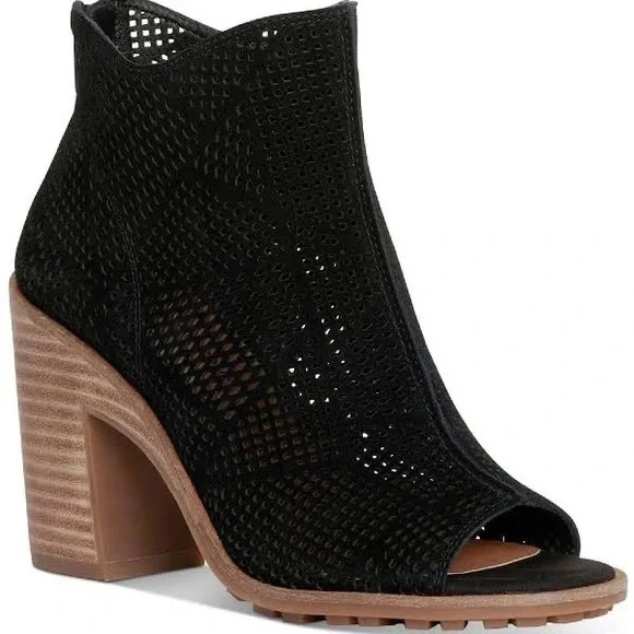 Lucky Brand Vacob perforated suede black ankle bootie 8.5 $140 - Picture 1 of 6